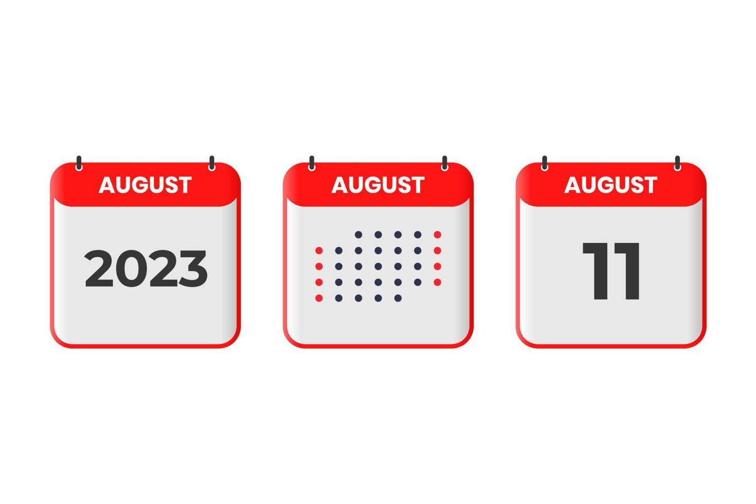 11 de agosto icono de diseño de calendario. calendario 2023, cita, concepto de fecha importante vector