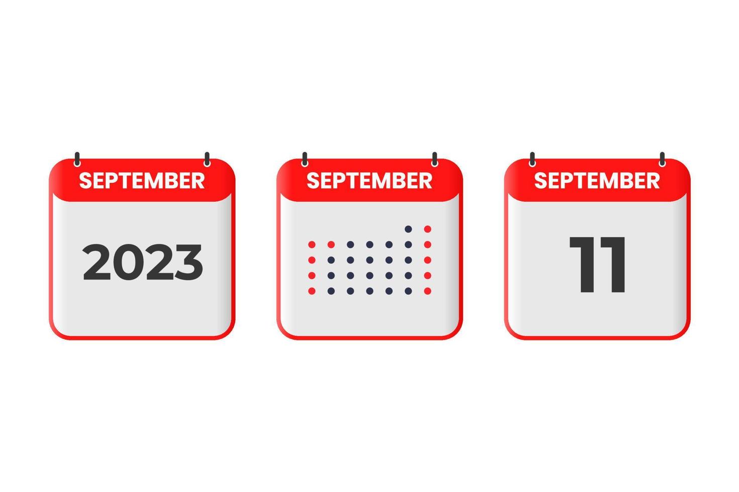 September 11 calendar design icon. 2023 calendar schedule, appointment, important date concept vector