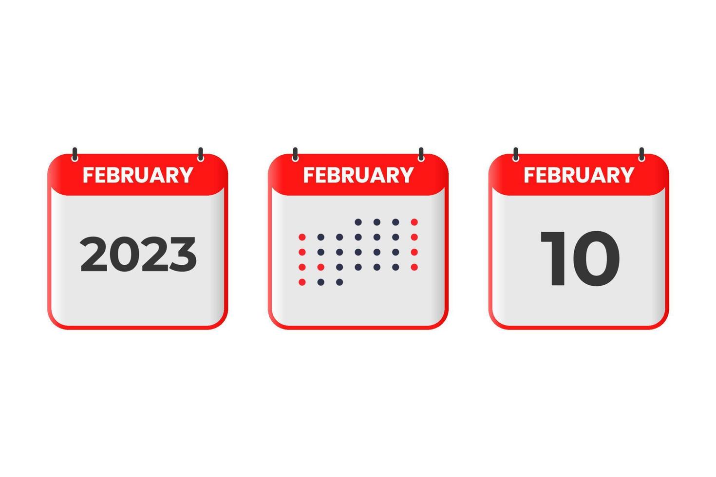 10 de febrero icono de diseño de calendario. calendario 2023, cita, concepto de fecha importante vector