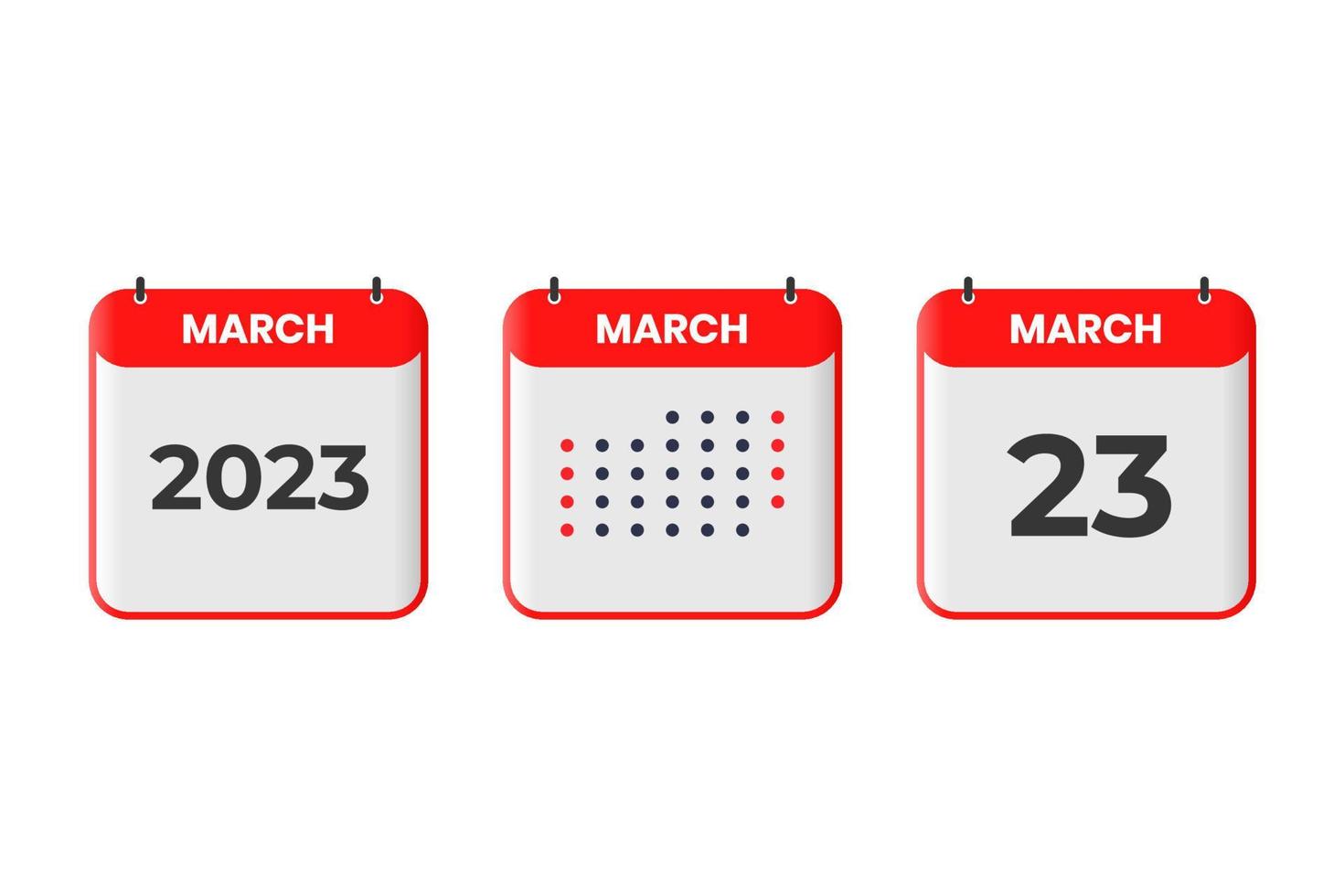 March 23 calendar design icon. 2023 calendar schedule, appointment, important date concept vector