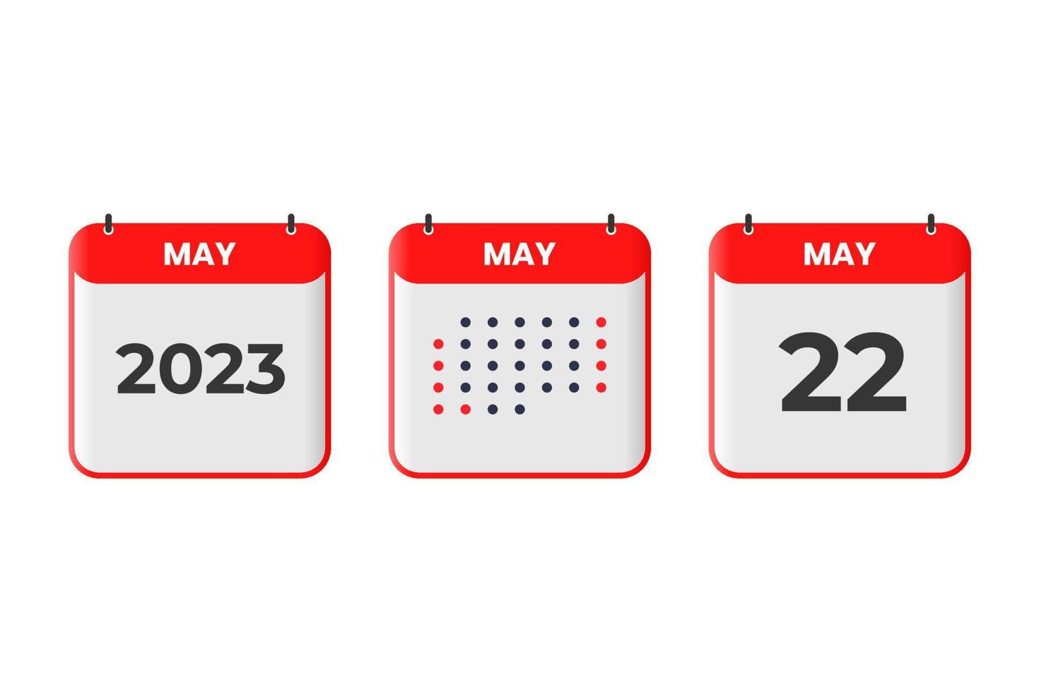 22 de mayo icono de diseño de calendario. calendario 2023, cita, concepto de fecha importante vector