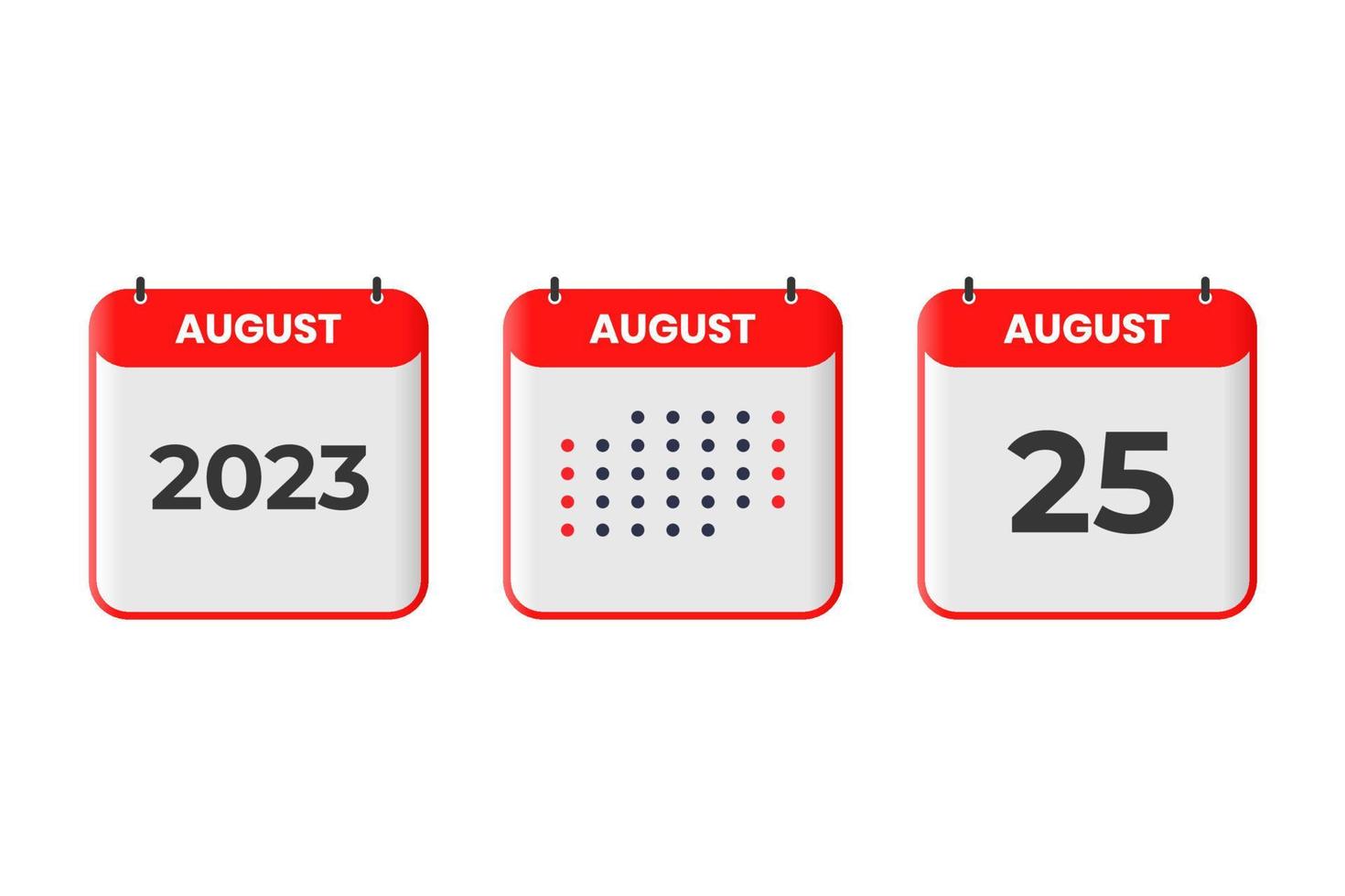 August 25 calendar design icon. 2023 calendar schedule, appointment, important date concept vector