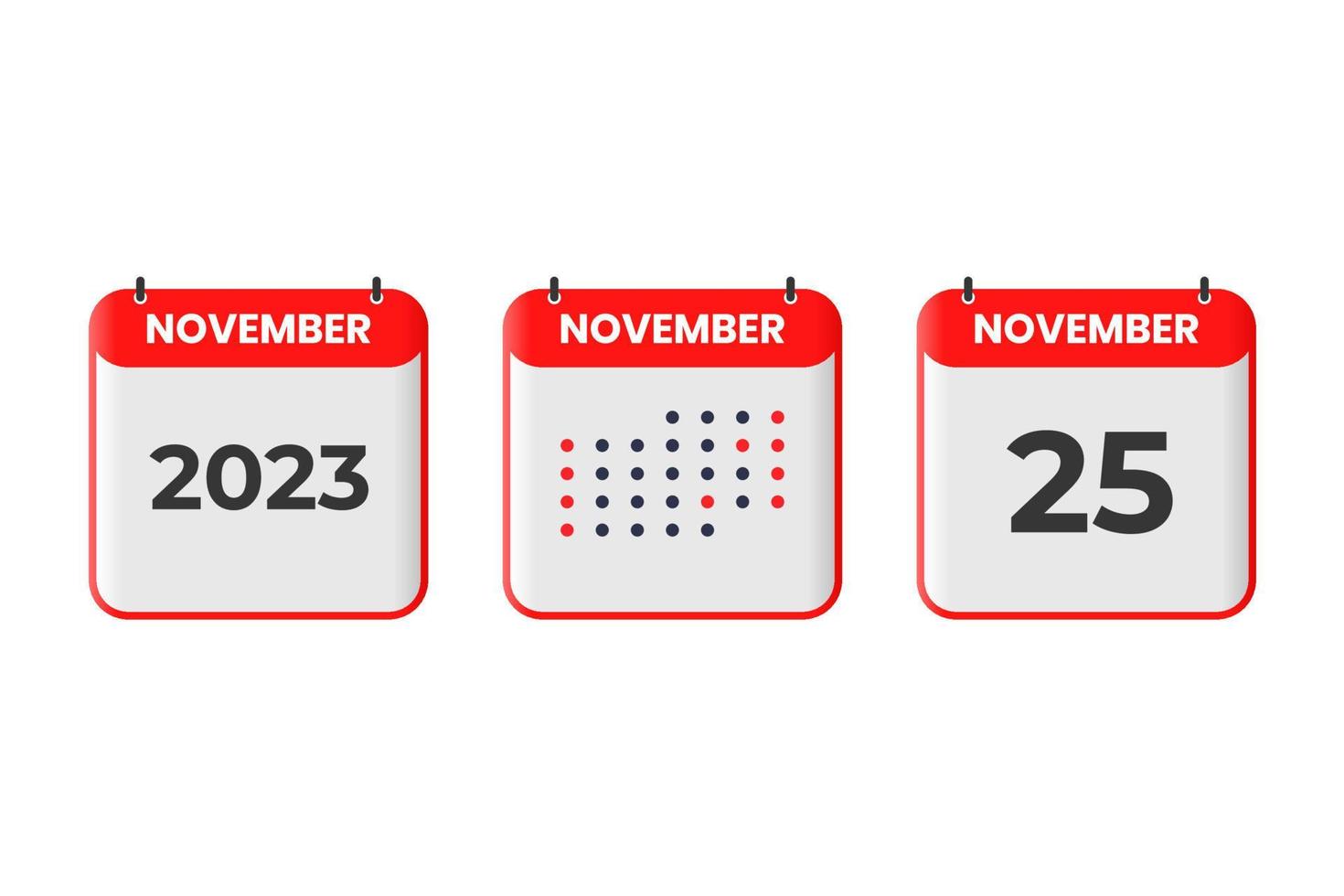 November 25 calendar design icon. 2023 calendar schedule, appointment