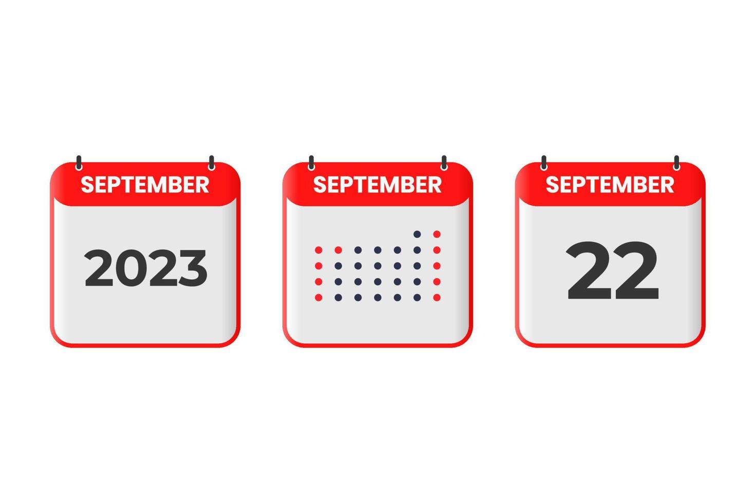 22 de septiembre icono de diseño de calendario. calendario 2023, cita, concepto de fecha importante vector