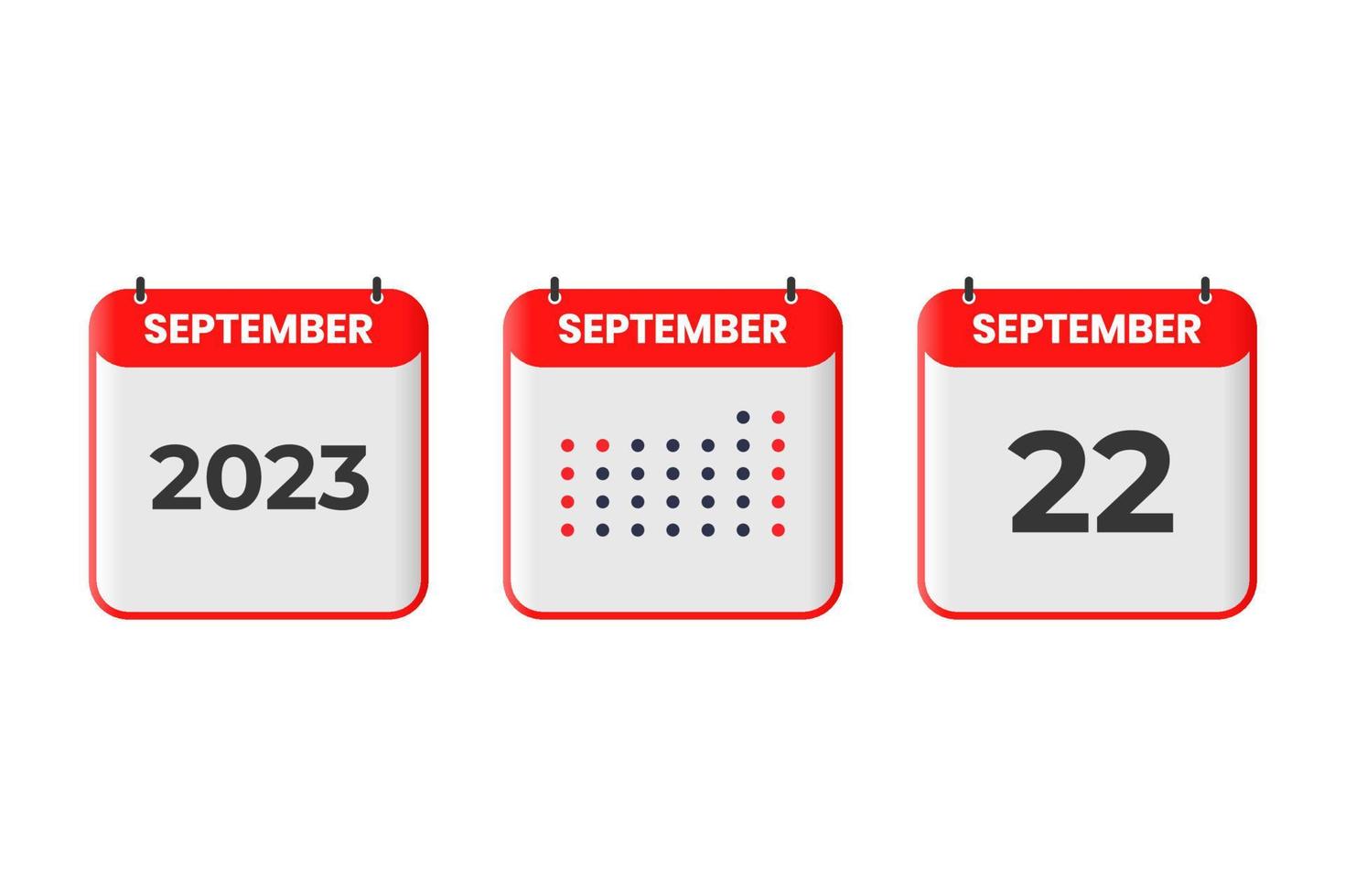 September 22 calendar design icon. 2023 calendar schedule, appointment, important date concept vector