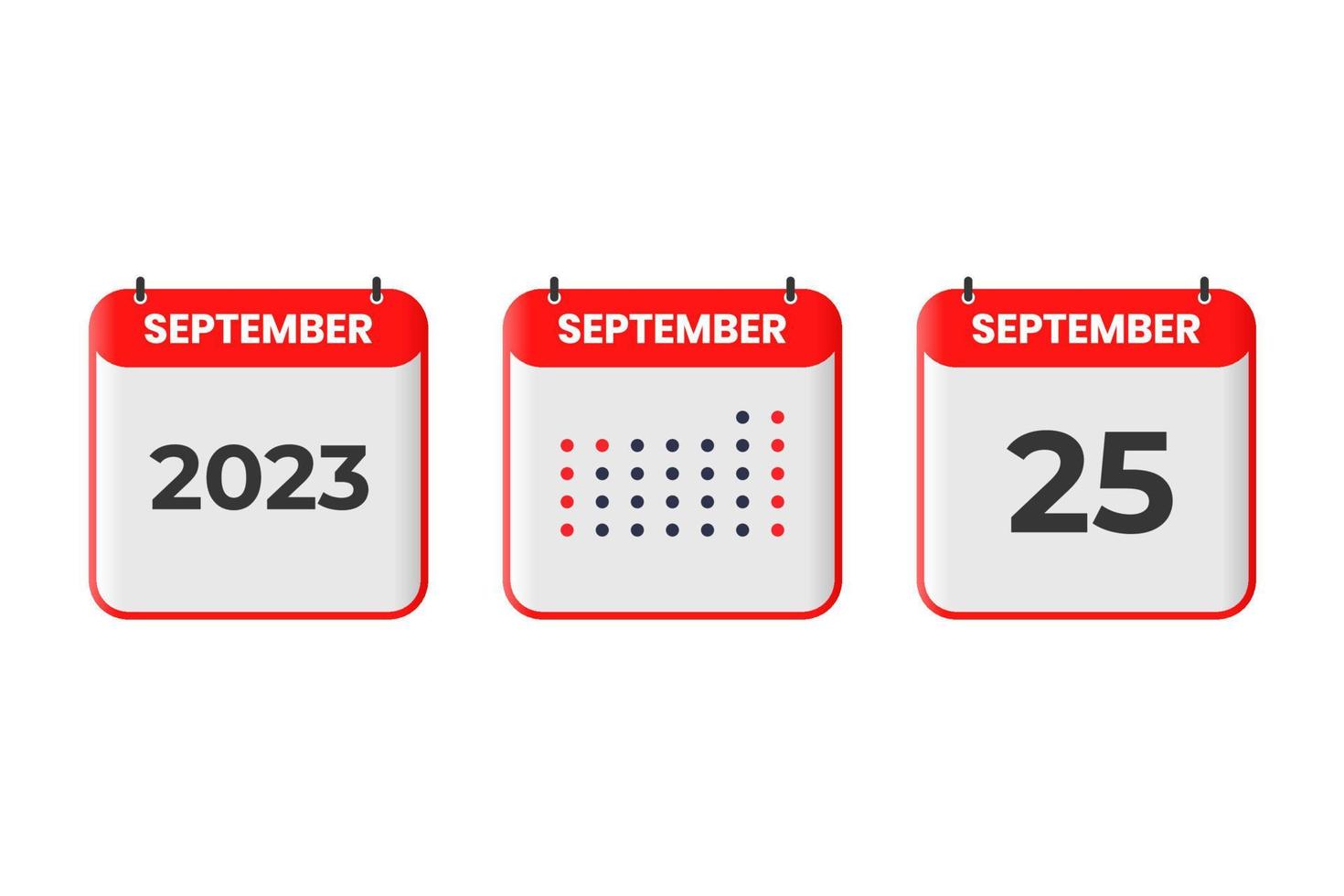 25 de septiembre icono de diseño de calendario. calendario 2023, cita, concepto de fecha importante vector