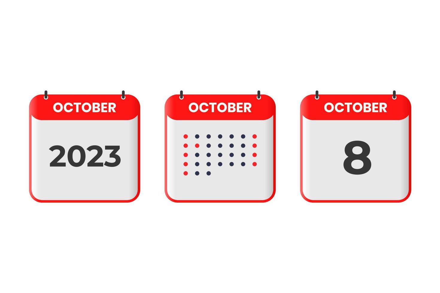 8 de octubre icono de diseño de calendario. calendario 2023, cita, concepto de fecha importante vector