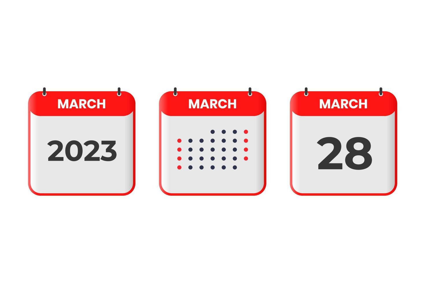March 28 calendar design icon. 2023 calendar schedule, appointment