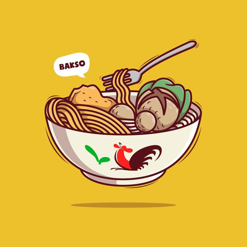 A Bowl of Meatball Cartoon Illustration.eps vector