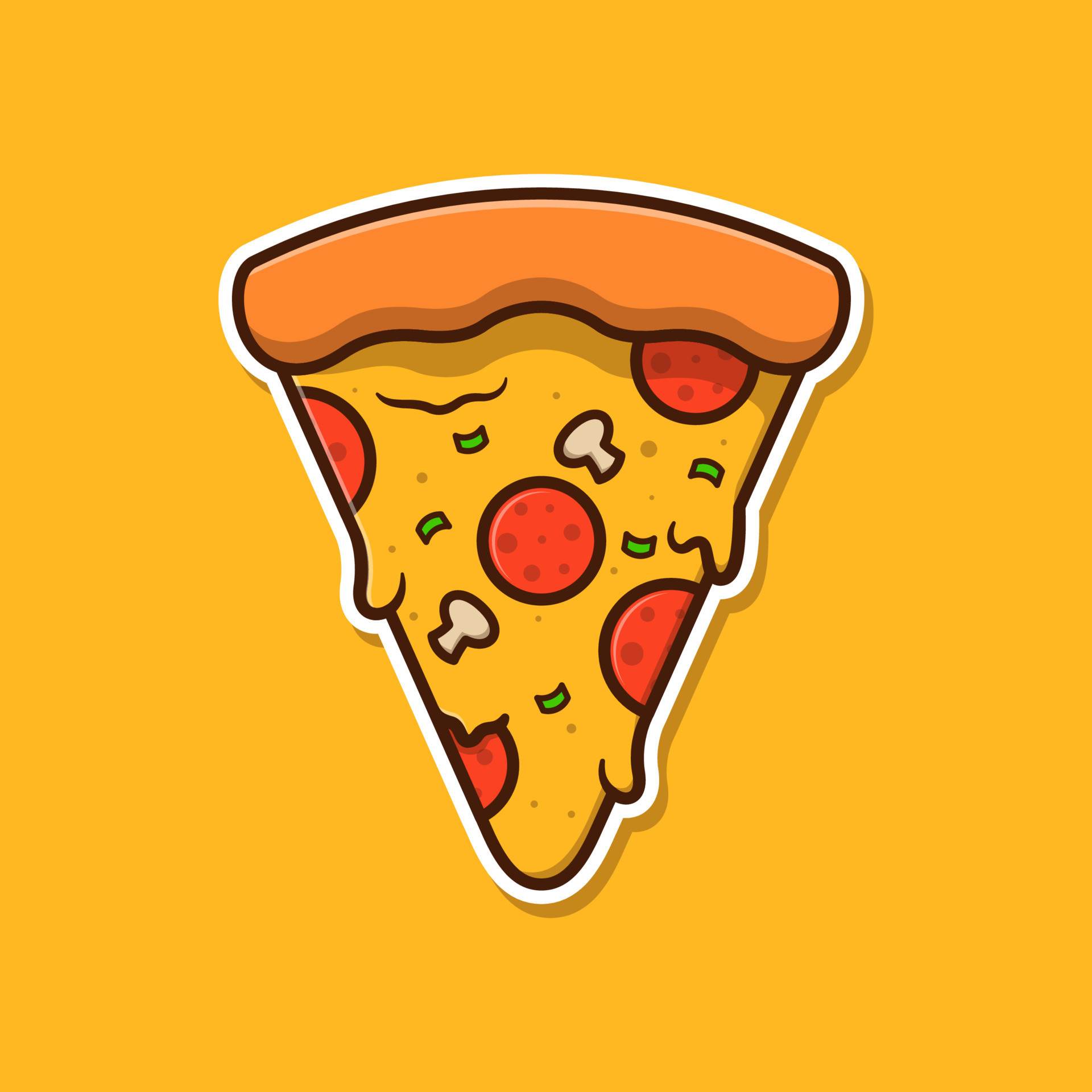 Slice of Pizza Sticker Cartoon Illustration 12993454 Vector Art at Vecteezy