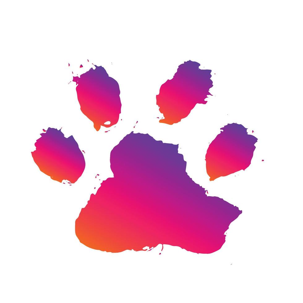 Ink Dog Paw, Cat Paw, grunge style, Vector. vector