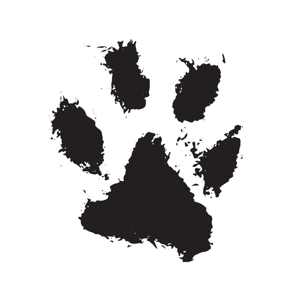 Ink Dog Paw, Cat Paw, grunge style, Vector. vector