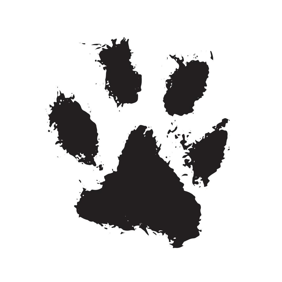 pata de perro de tinta, pata de gato, estilo grunge, vector. vector