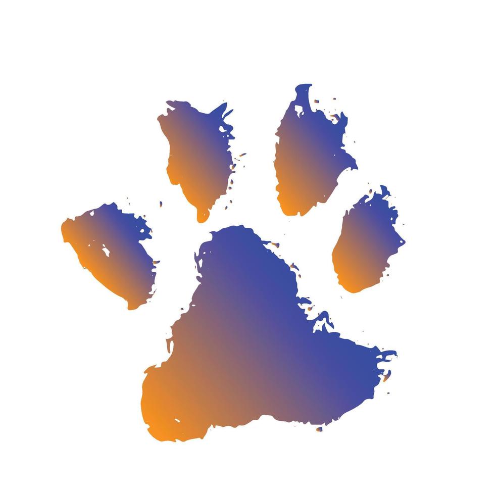 Ink Dog Paw, Cat Paw, grunge style, Vector. vector