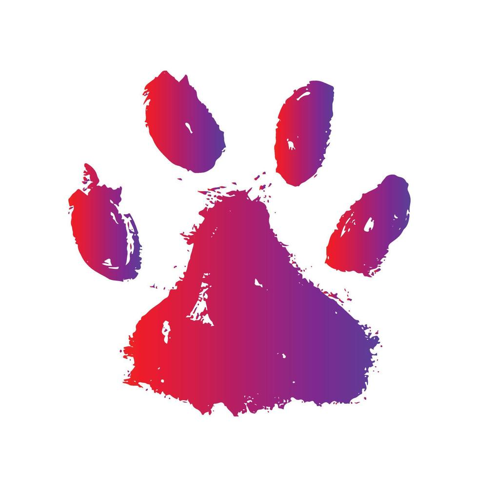 Ink Dog Paw, Cat Paw, grunge style, Vector. vector