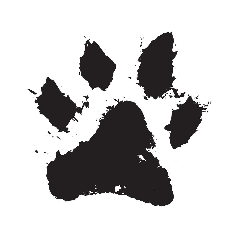 Ink Dog Paw, Cat Paw, grunge style, Vector. vector