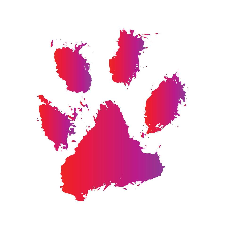 Ink Dog Paw, Cat Paw, grunge style, Vector. vector