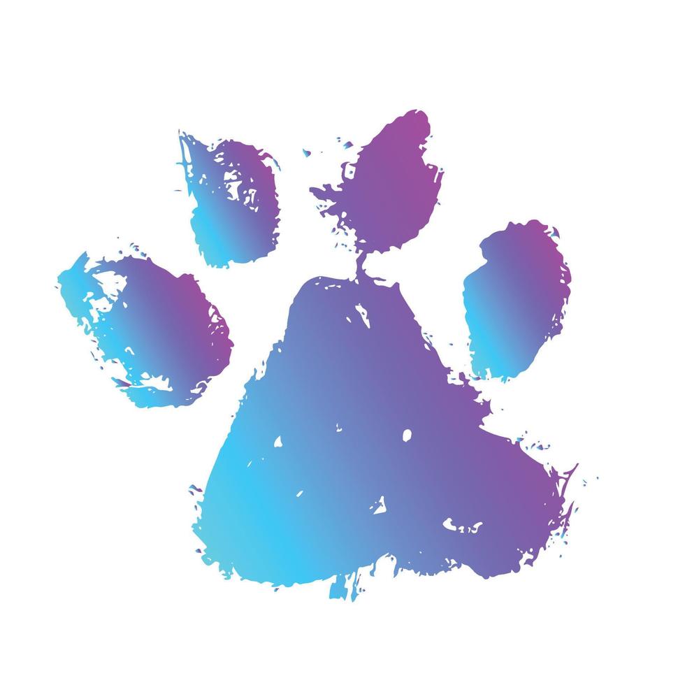 Ink Dog Paw, Cat Paw, grunge style, Vector. vector