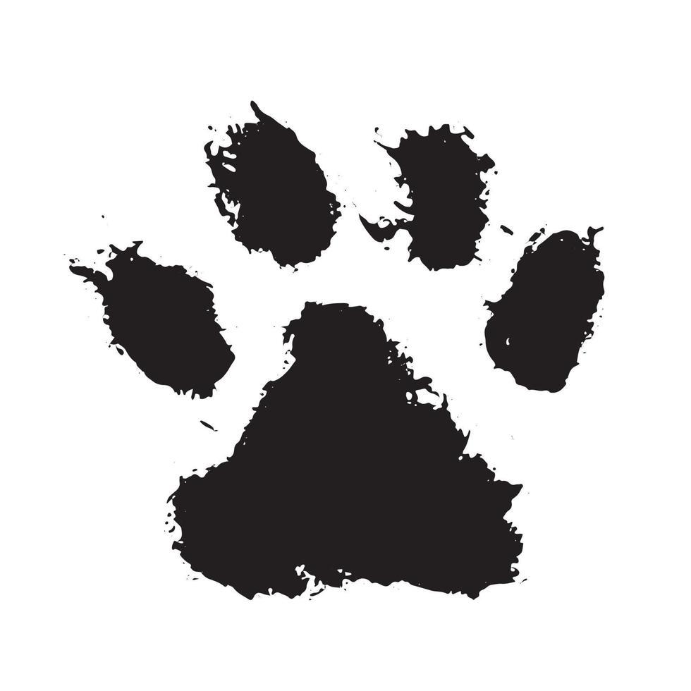 Ink Dog Paw, Cat Paw, grunge style, Vector. vector