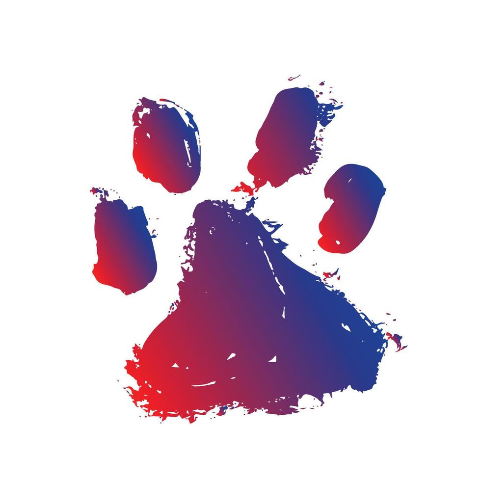 Ink Dog Paw, Cat Paw, grunge style, Vector. vector