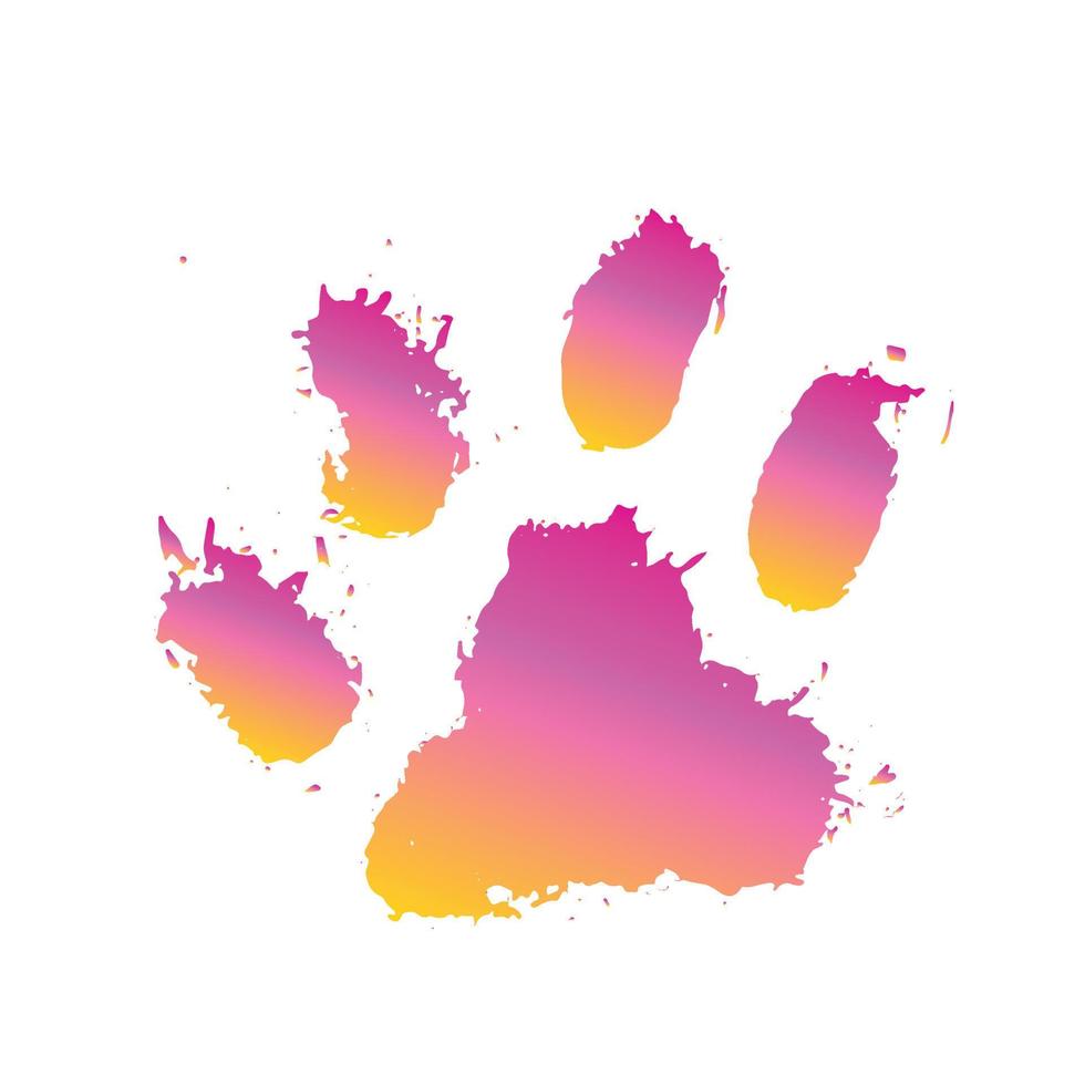 Ink Dog Paw, Cat Paw, grunge style, Vector. vector