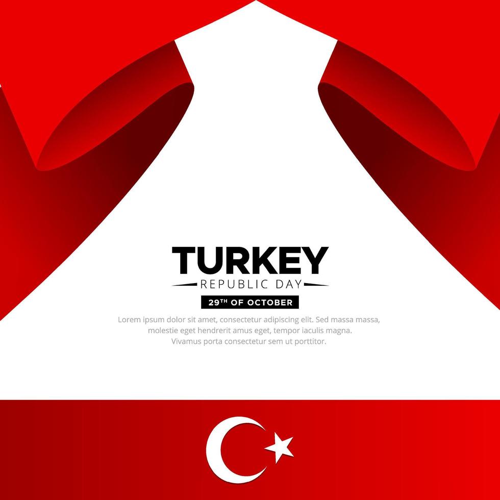 Celebration Turkey republic day background design with soldier silhouette and wavy flag vector