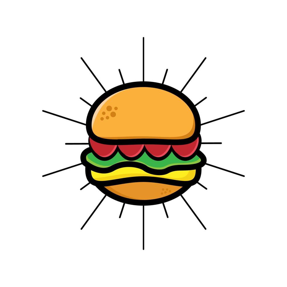 Burger vector illustration. Delicious burger flat icon. Fast food logo design burger modern sign and symbol.