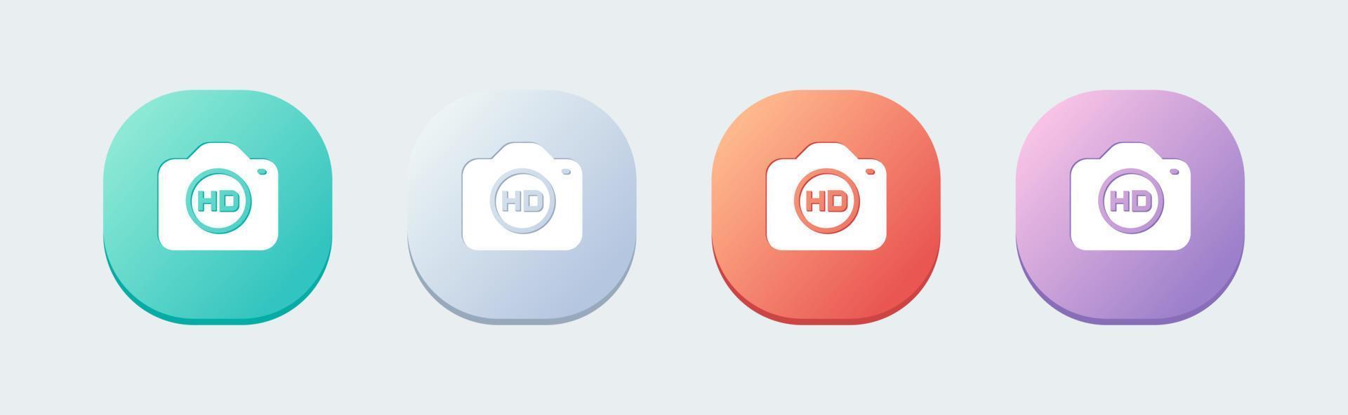 Hd resolution solid icon in flat design style. High definition signs vector illustration.
