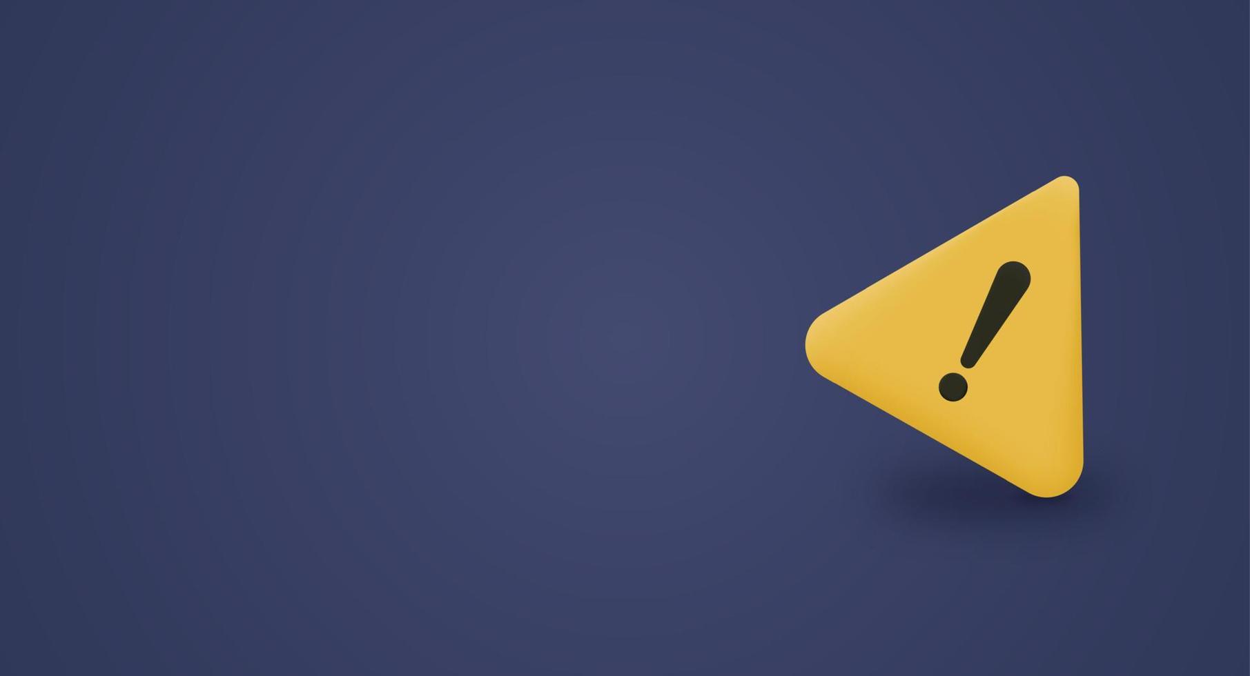 Warning message concept represented by exclamation mark icon. Exclamation 3d realistic symbol in triangle. vector