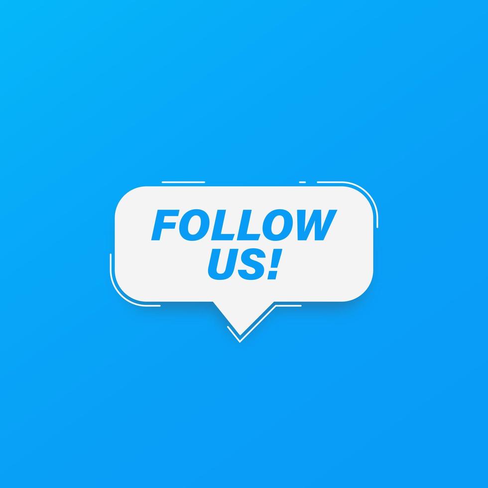 Follow us vector banner on square background. Following social media illustration.