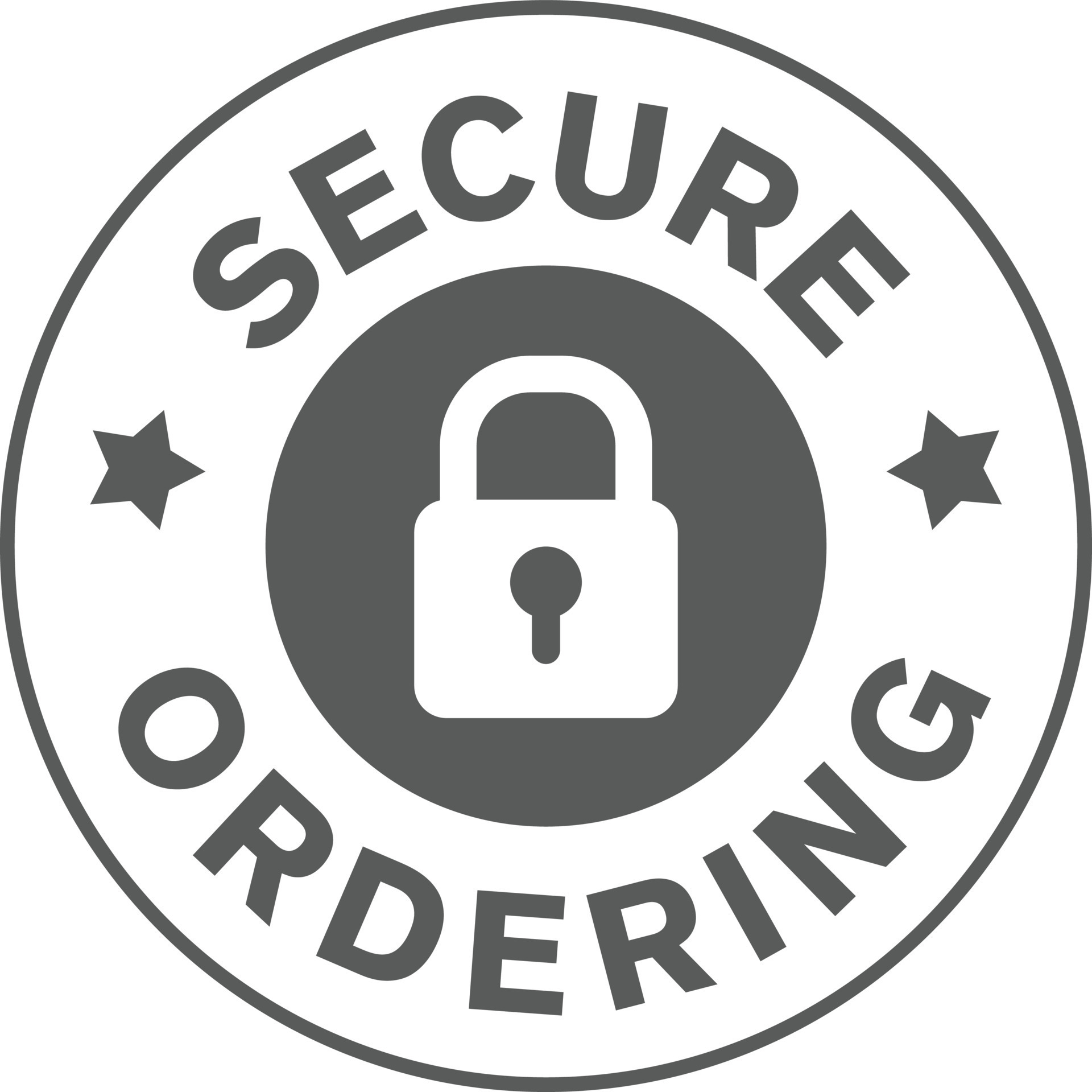 Simple yet powerful secure ordering badge, icon, sticker, symbol