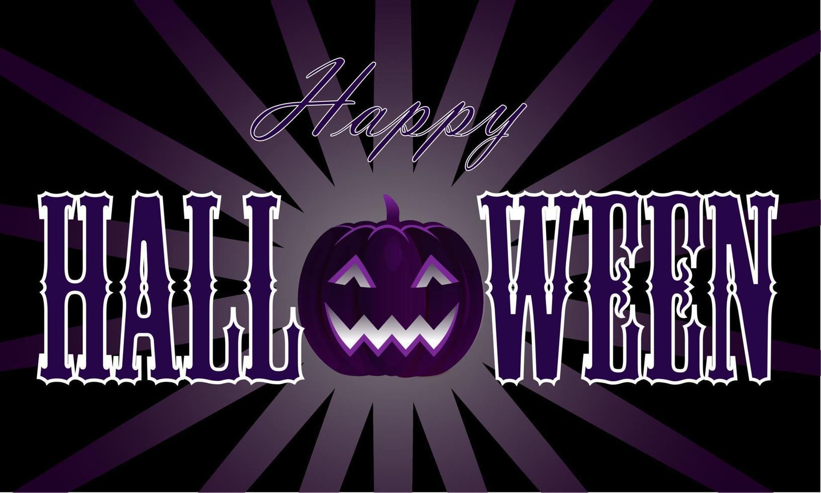illustration vector graphic of it says happy halloween with a pumpkin in it