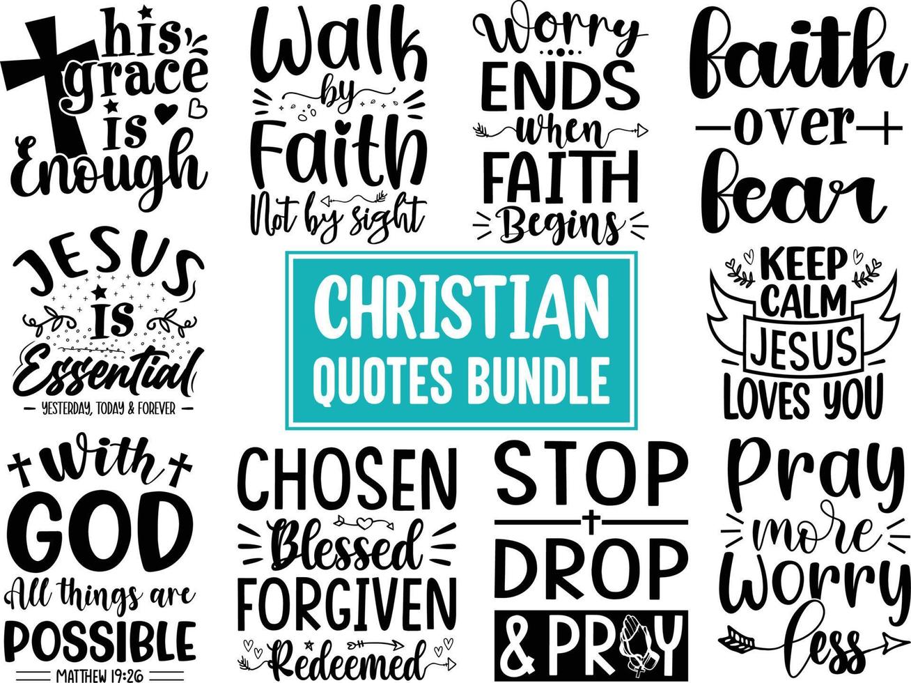 Christian Quotes SVG Designs Bundle, Christian Quotes t shirt Designs, set of Christian Quotes typography lettering, Religion Quotes, and sayings vector craft