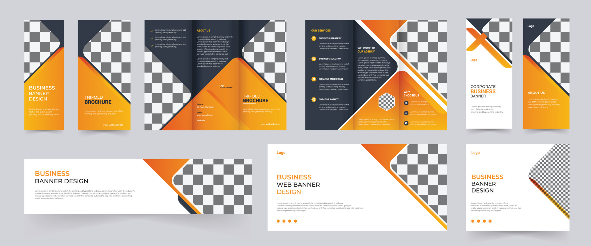 Modern and creative business trifold brochure design template with