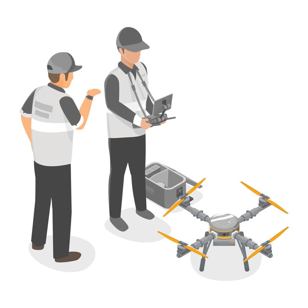 drone training school pesticide agricultural smart leaning technology isometric vector