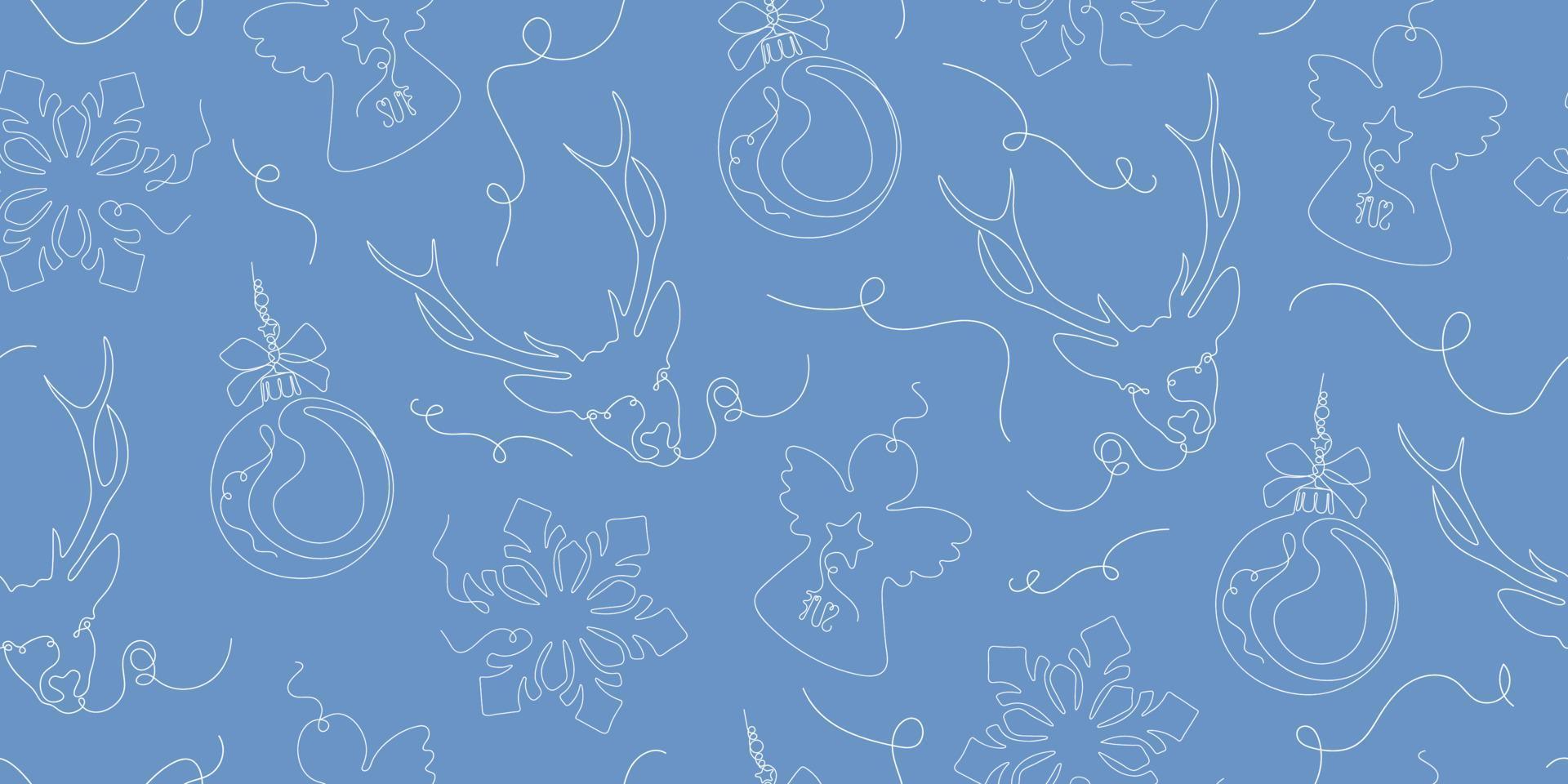 Winter Seamless linear vector Pattern. Christmas design for greeting cards, wrapping papers, wallpaper, fabric prints. Merry Christmas, Happy New Year. Line art Pattern.