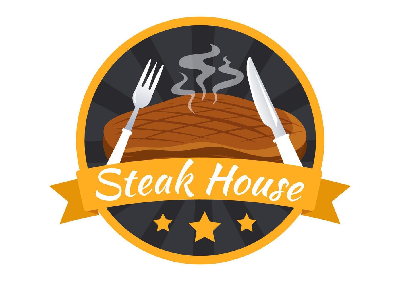 Steakhouse of Grilled Meat with Juicy Delicious Steak, Salad and Tomatoes for Barbecue in Flat Cartoon Hand Drawn Template Illustration vector