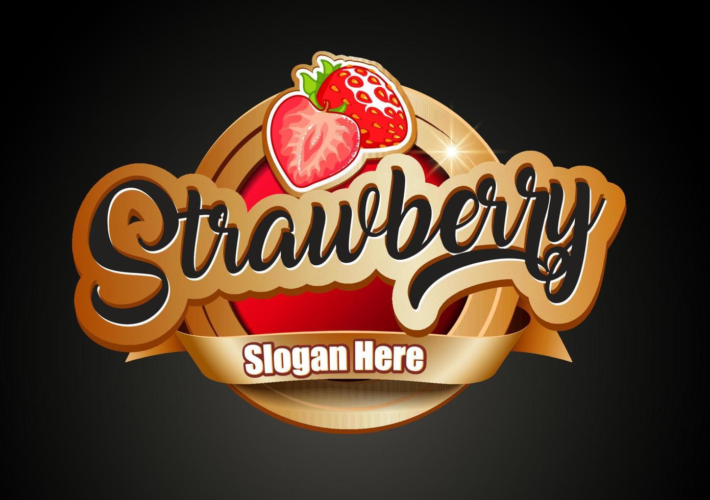 Strawberry logo label vector template