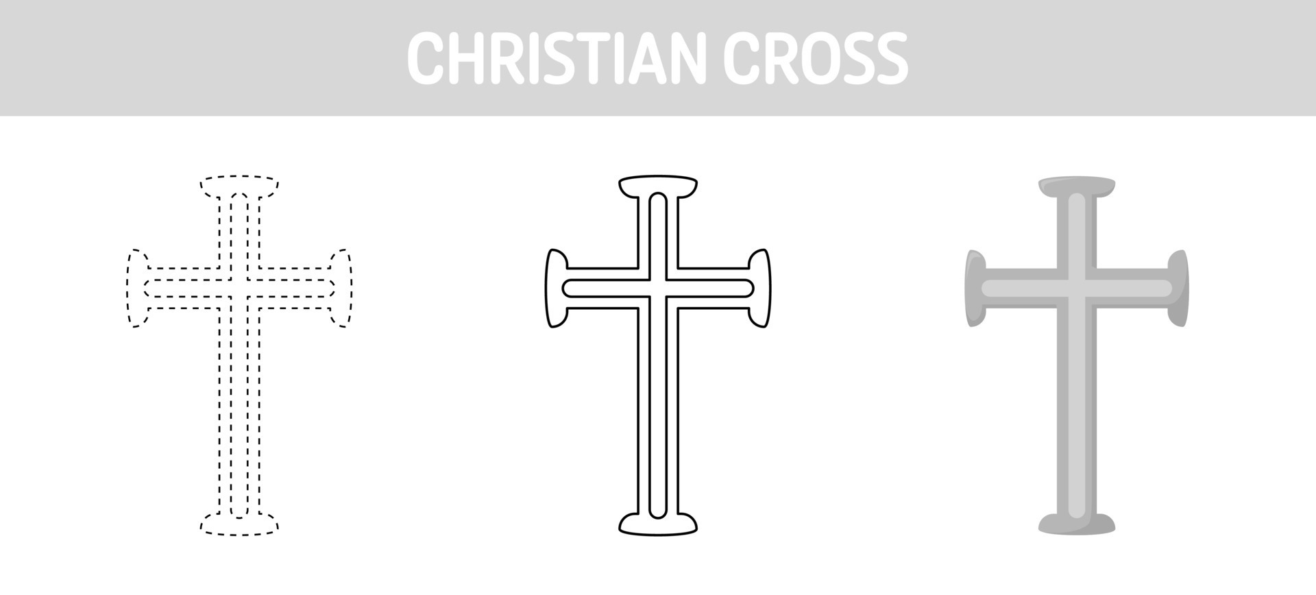 Christian Cross tracing and coloring worksheet for kids 12994785 Vector ...