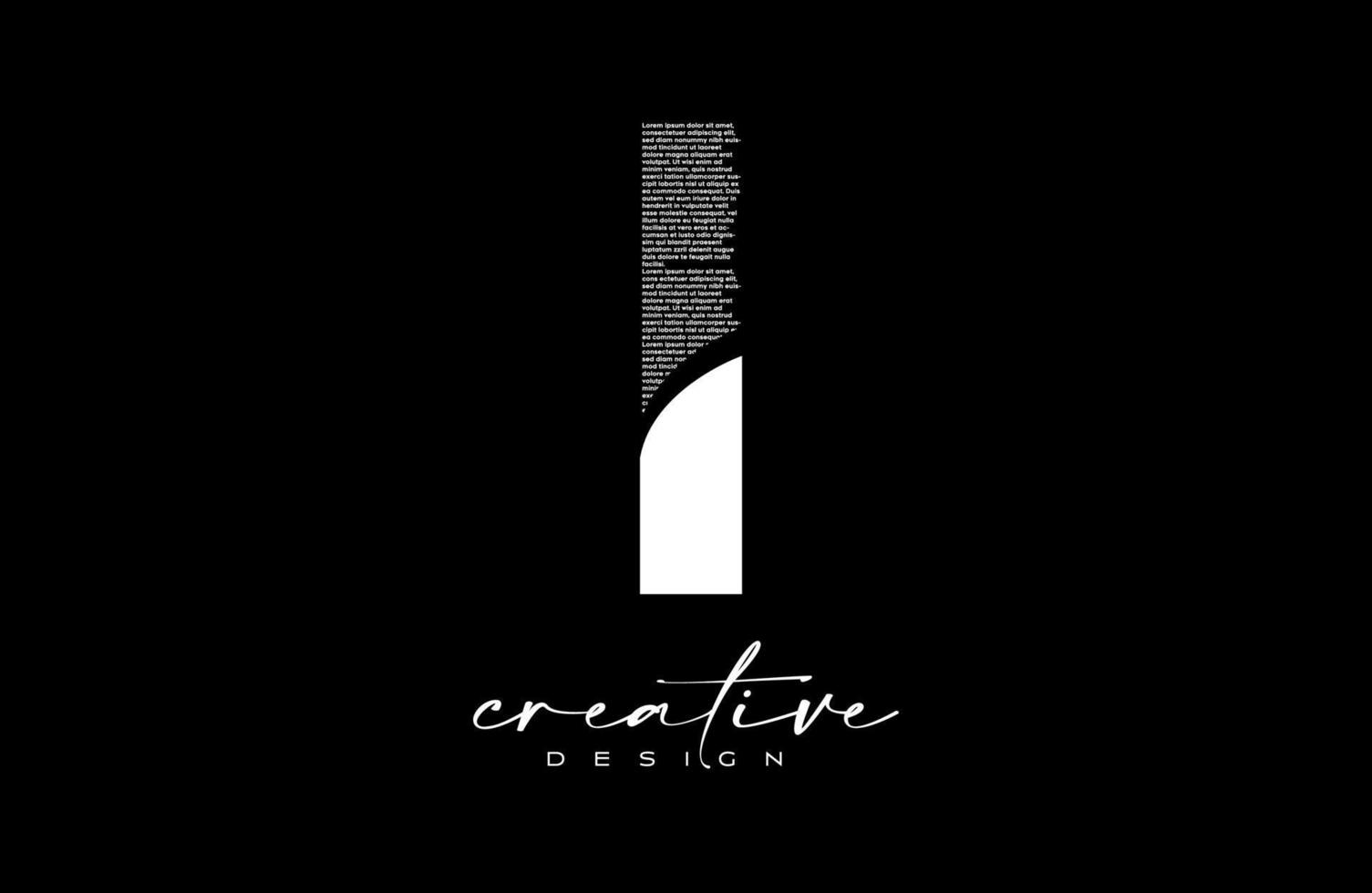 White I Letter Logo Design with Creative letter I made of Black text font Texture Vector