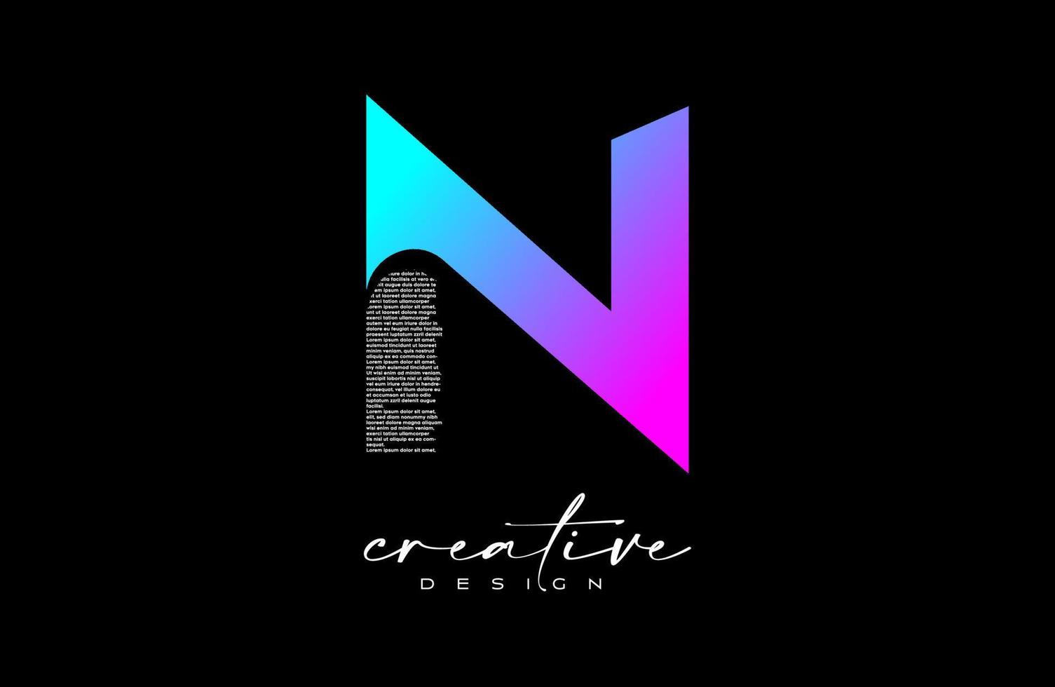 Purple N Letter Logo Design with Creative letter N made of Black text font Texture Vector
