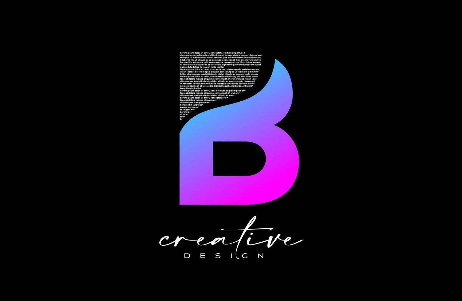 diseño de logotipo de letra b púrpura con letra b creativa hecha de vector de textura de fuente de texto negro