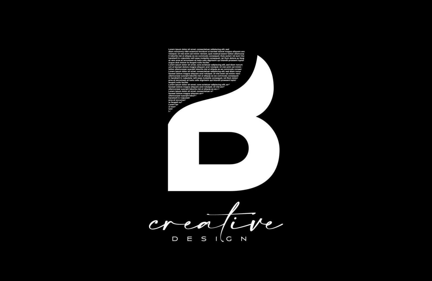 White B Letter Logo Design with Creative letter B made of Black text font Texture Vector