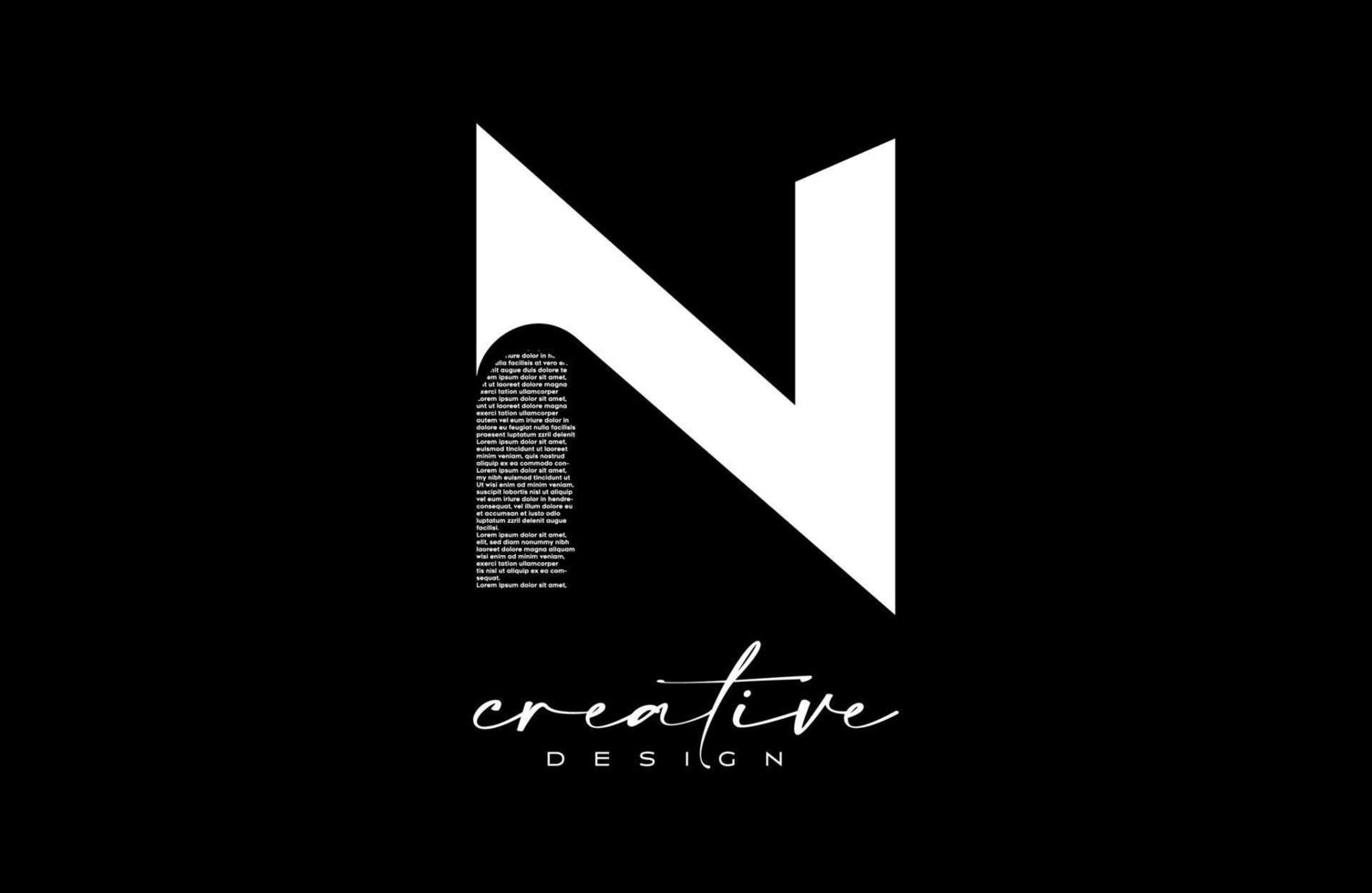 White N Letter Logo Design with Creative letter N made of Black text font Texture Vector