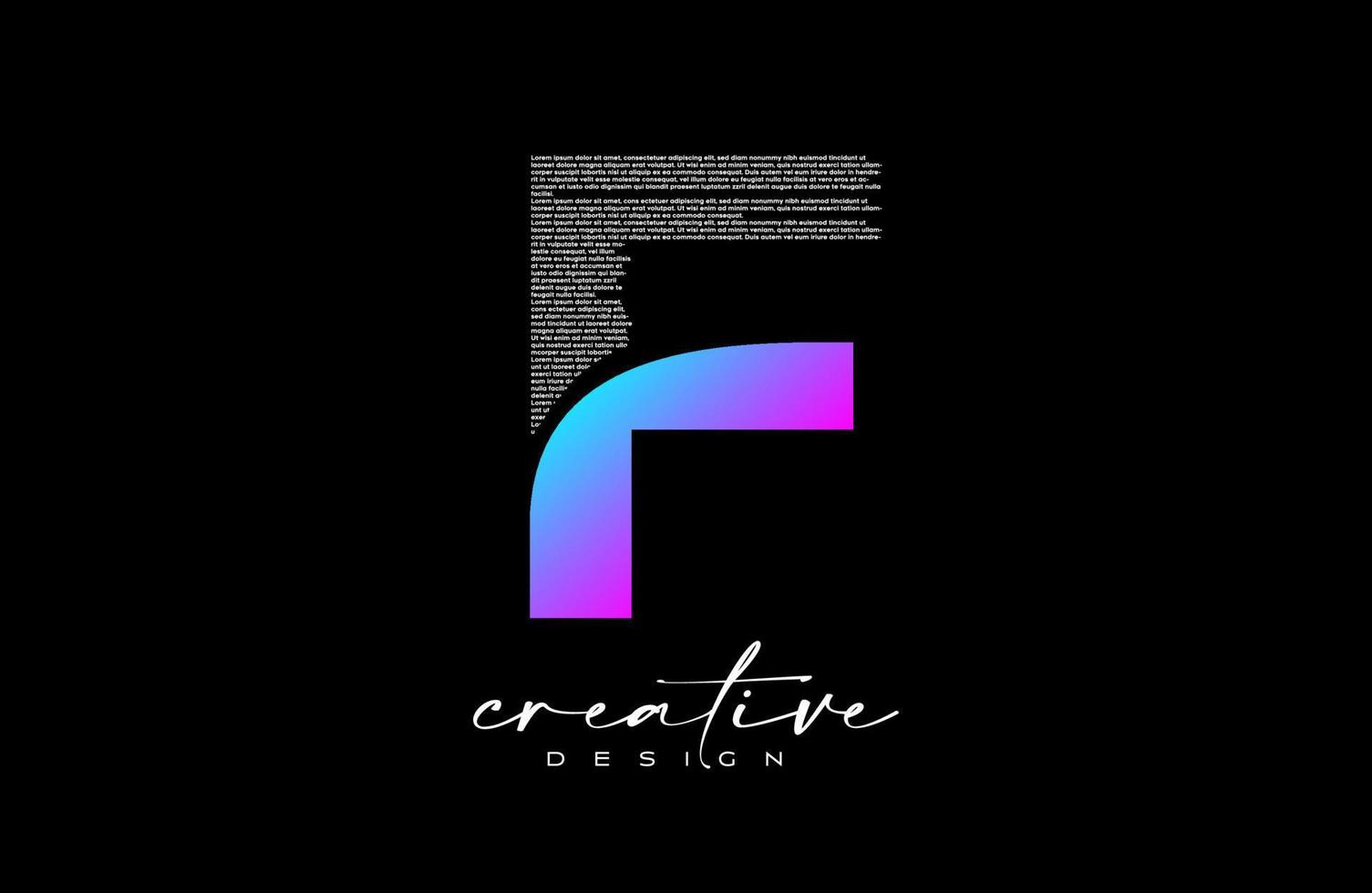 diseño de logotipo de letra f púrpura con letra f creativa hecha de vector de textura de fuente de texto negro