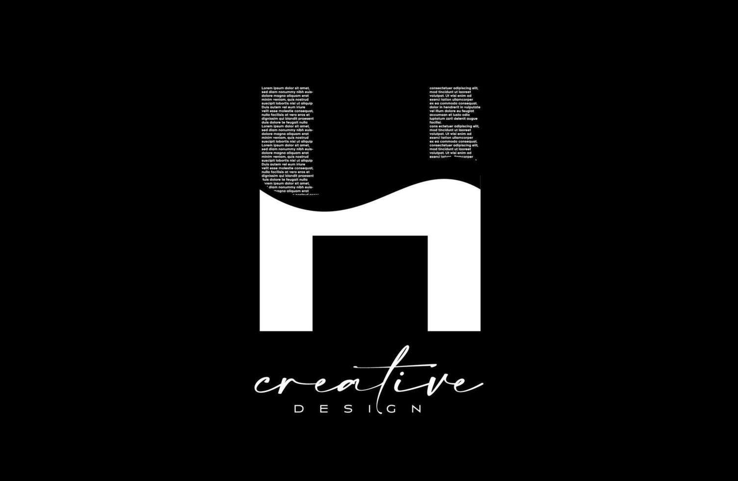 White H Letter Logo Design with Creative letter H made of Black text font Texture Vector