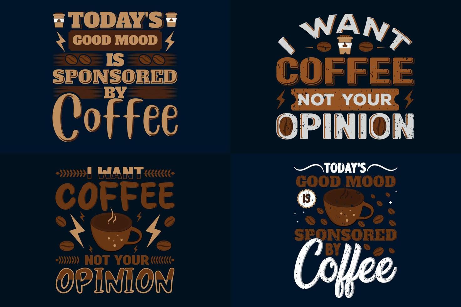 tipografía de café moderna y conjunto de diseño de camisetas vectoriales, bueno para la impresión de camisetas, citas de diseño de camisetas sobre pasatiempos y bebidas vector