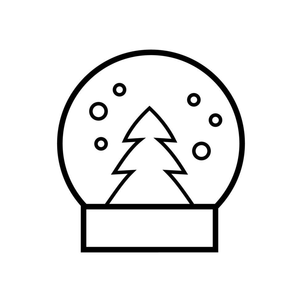 Christmas glass snow ball icon. Hand drawn doodle sketch style. Isolated vector illustration.