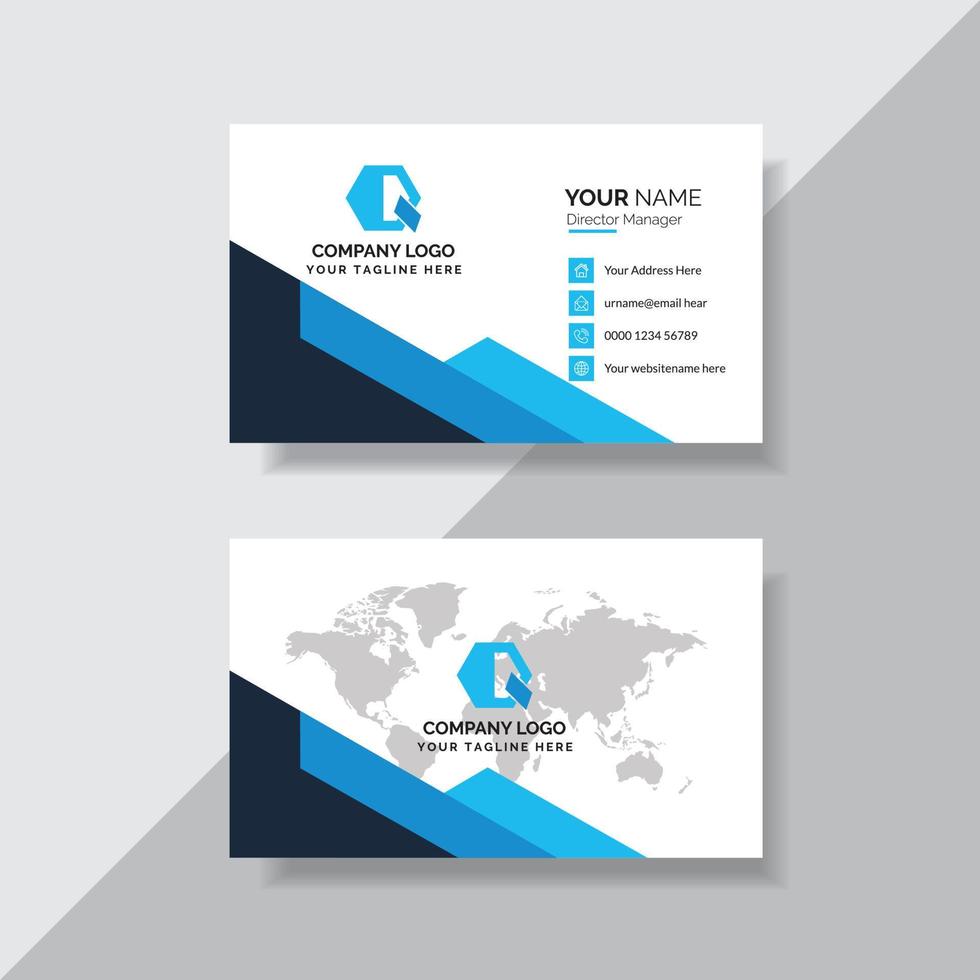 Clean style modern blue business card template vector