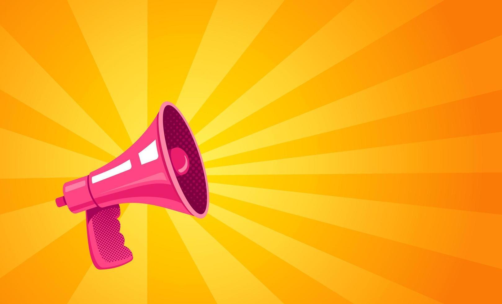 Retro megaphone on yellow background vector